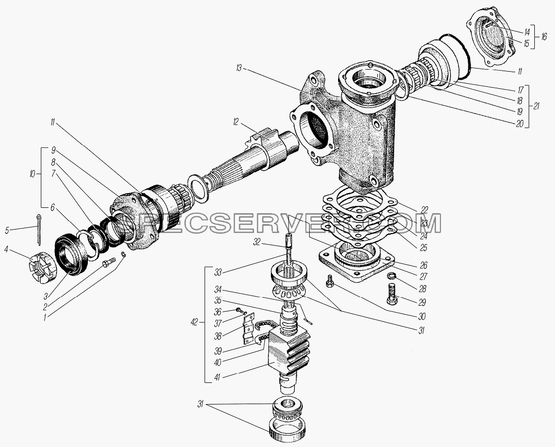 Механизм рулевой для Урал-4320-1151-59 (список запасных частей)
