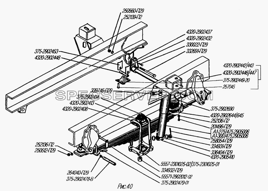 Передняя подвеска для Урал-4320-31 (список запасных частей)