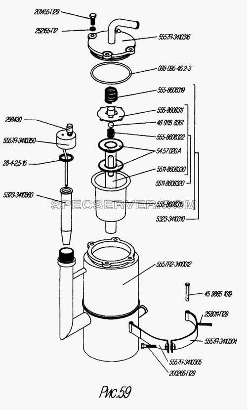 Бак масляный рулевого механизма для Урал-4320-31 (список запасных частей)