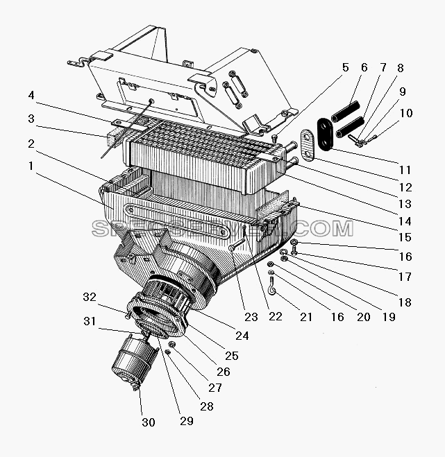 Отопитель кабины для Урал-4320-41 (список запасных частей)