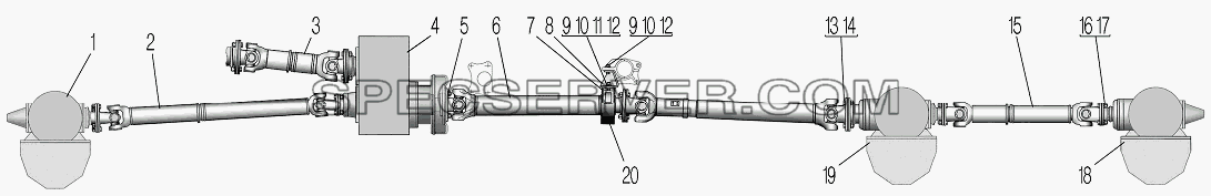 Карданная передача для Урал-4320-80М/82М (список запасных частей)