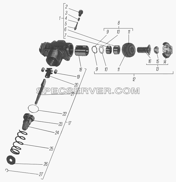Клиновой механизм для Урал-4320-80М/82М (список запасных частей)