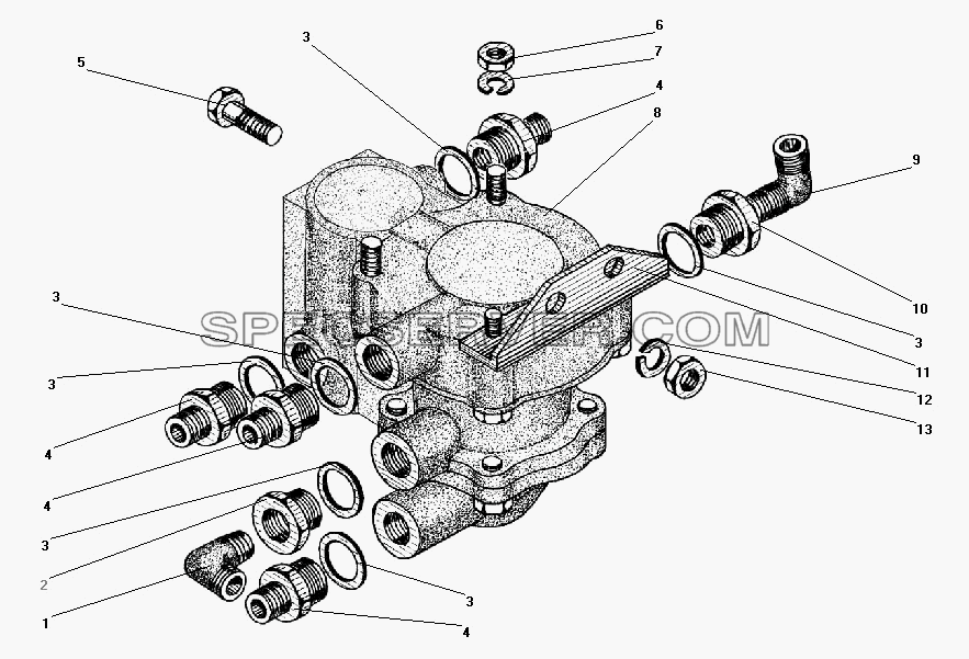 Установка клапана прицепа для Урал-43203-10 (список запасных частей)
