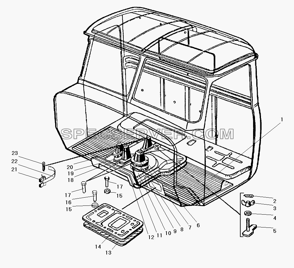 Уплотнители рычагов и коврики пола кабины для Урал-43206-41 (список запасных частей)