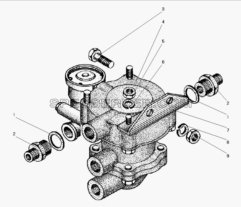 Установка клапана прицепа с защитным клапаном для Урал-43206-41 (список запасных частей)
