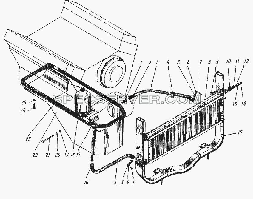 Поддон блока цилиндров и масляный радиатор для Урал-4320 (список запасных частей)