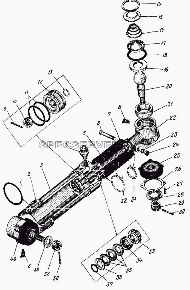 Механизм усилительный рулевого управления для Урал-4320 (список запасных частей)