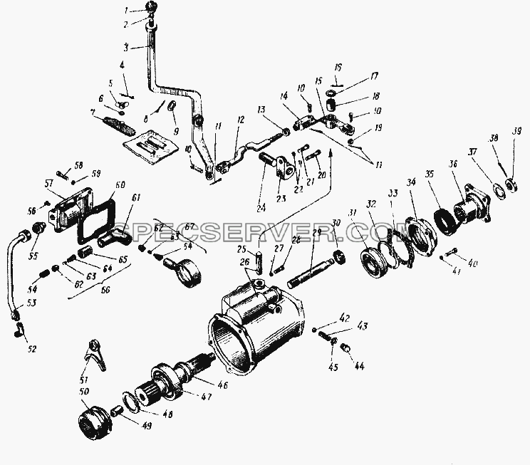 Коробка дополнительного отбора мощности для Урал-4320 (список запасных частей)