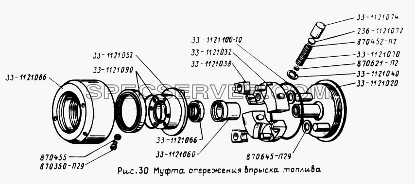 Муфта опережения впрыска топлива для Урал-4320 (список запасных частей)