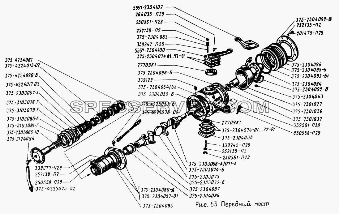 Передний мост для Урал-4320 (список запасных частей)
