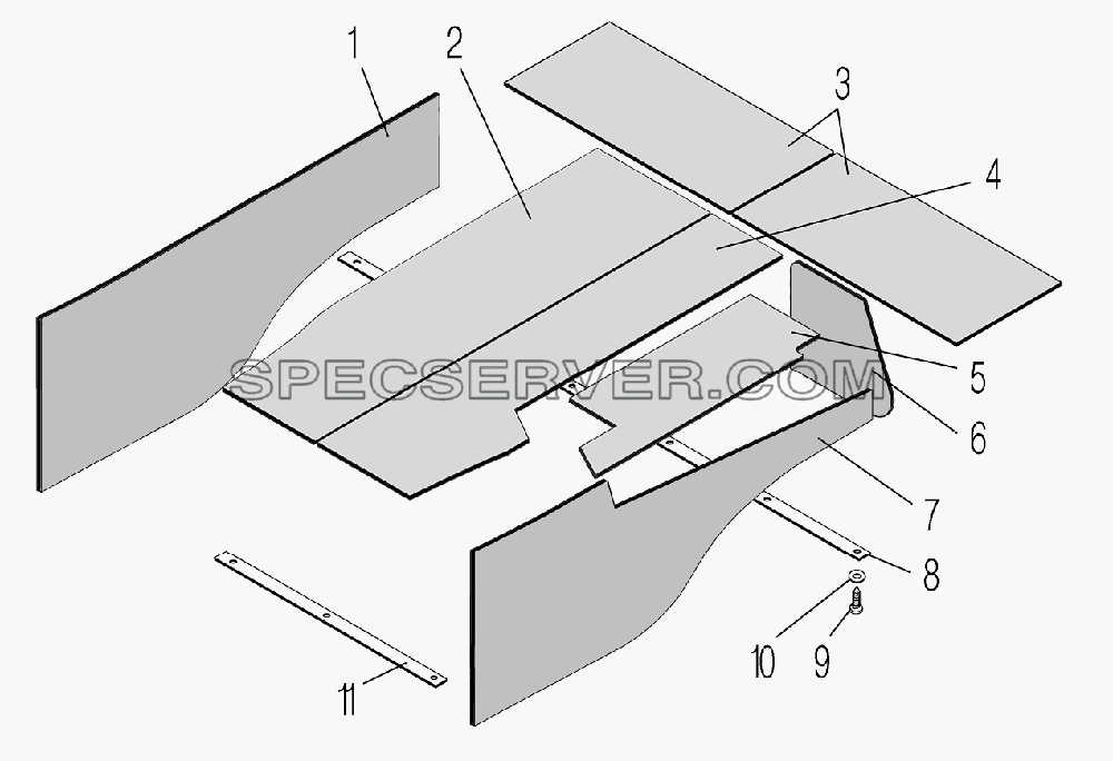 Изоляция мотоотсека наружная для Урал-44202-3511-80М (список запасных частей)