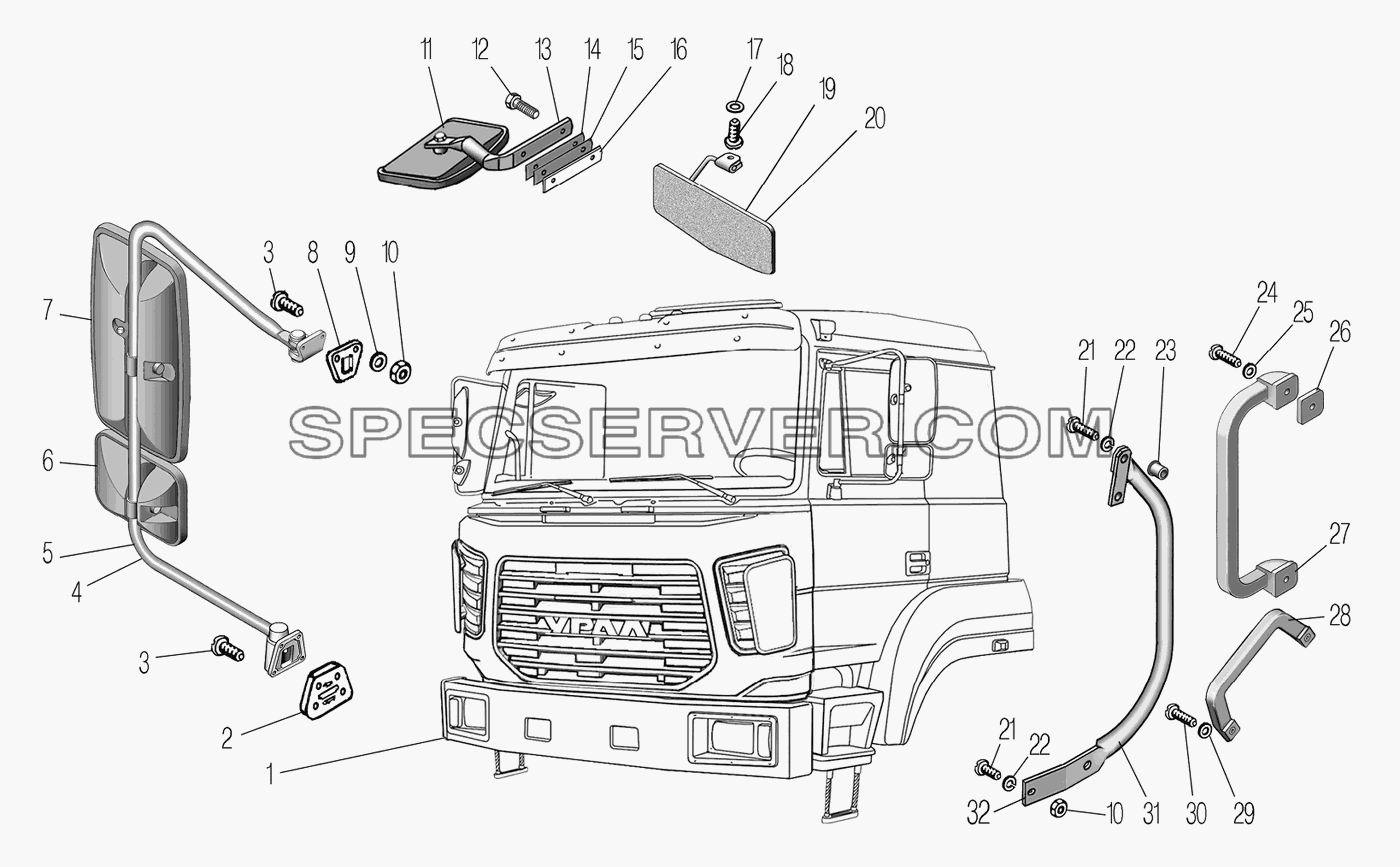 Кабина в сборе для Урал-44202-3511-80М (список запасных частей)