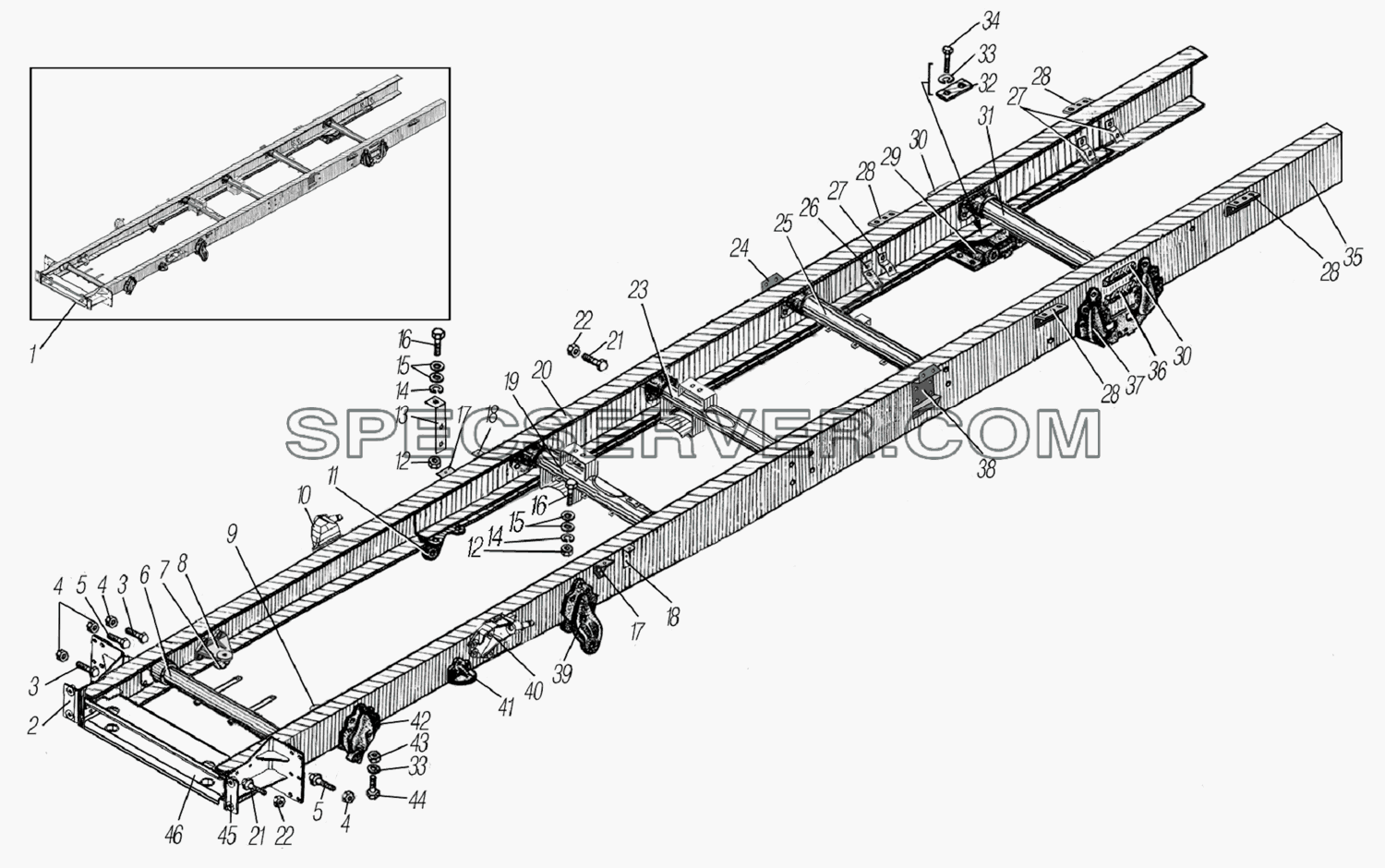 Рама для Урал-44202-3511-80М (список запасных частей)