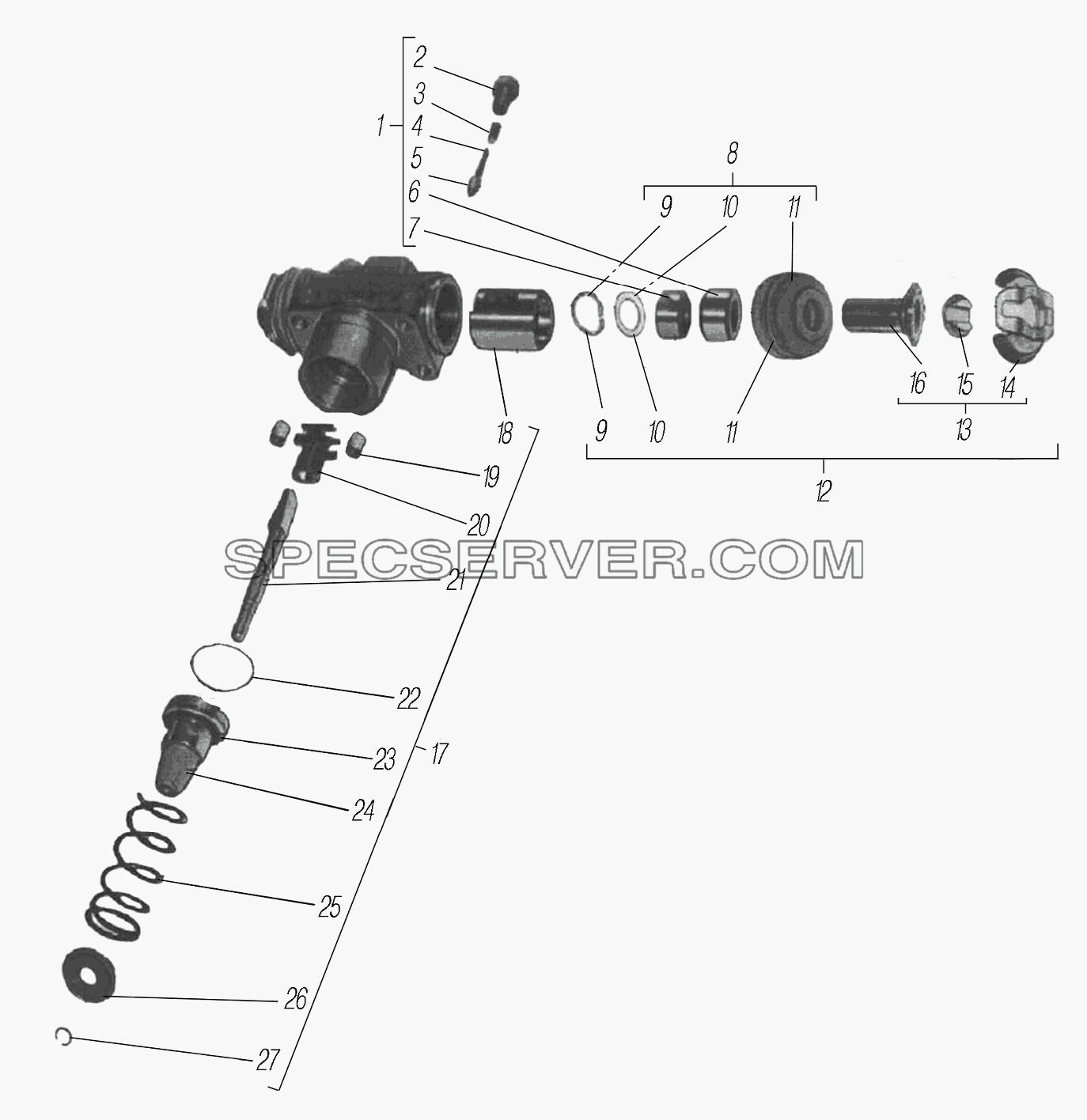 Клиновой механизм для Урал-44202-3511-80М (список запасных частей)