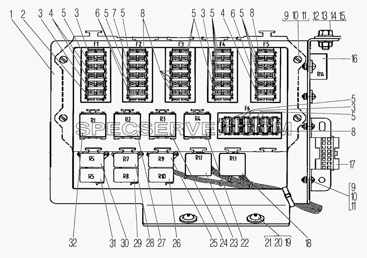 Коммутационный блок для Урал-44202-3511-80М (список запасных частей)