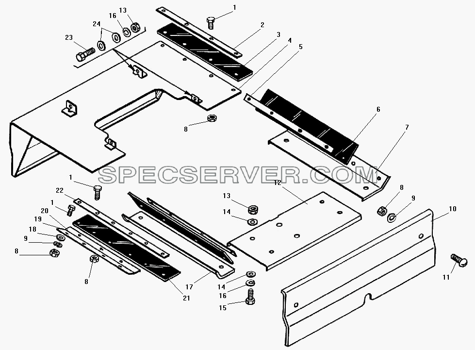 Установка задних брызговиков для Урал-532301 (список запасных частей)