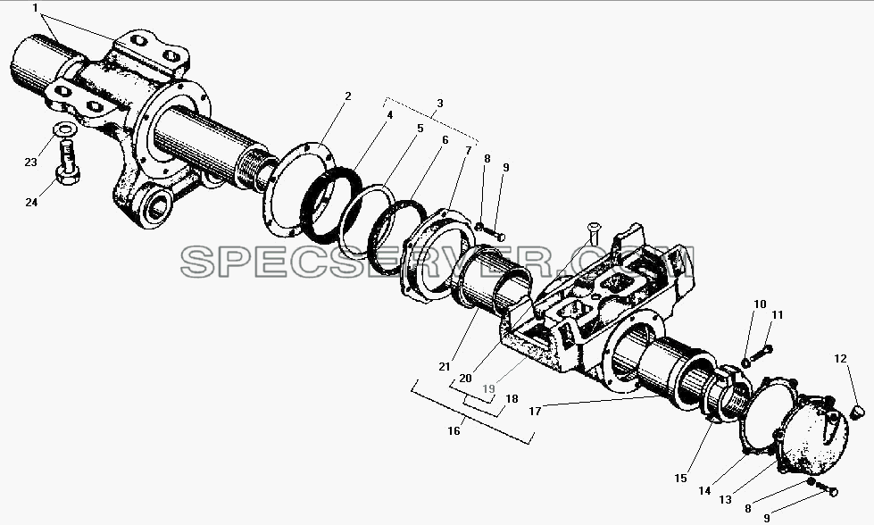 Ось задней балансирной подвески для Урал-532301 (список запасных частей)