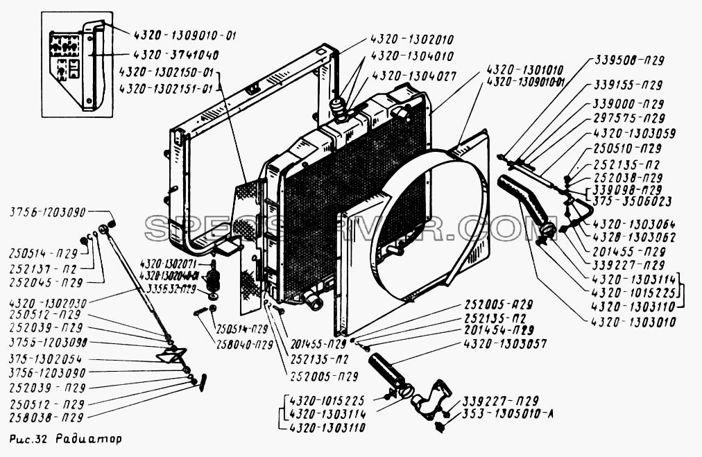 Радиатор для Урал-5557 (список запасных частей)