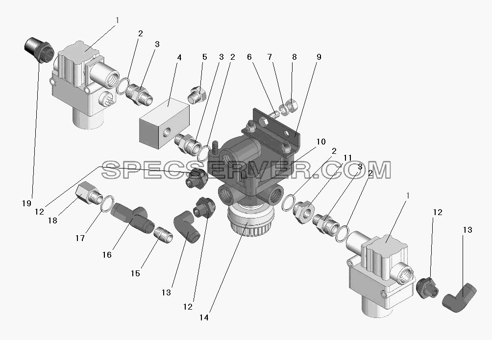 Установка клапана ускорительного с модуляторами для Урал-63685 (список запасных частей)