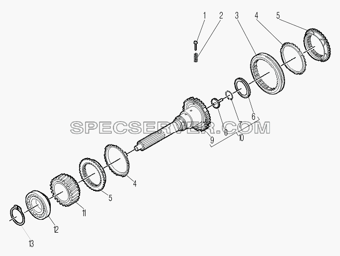 Первичный вал для Урал-6370-1151 (список запасных частей)