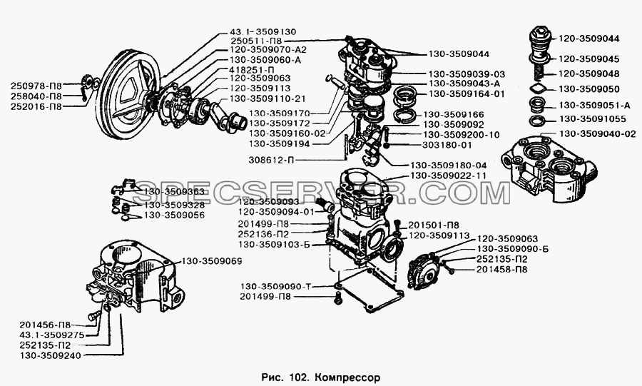 Компрессор для ЗИЛ-133Д42 (список запасных частей)