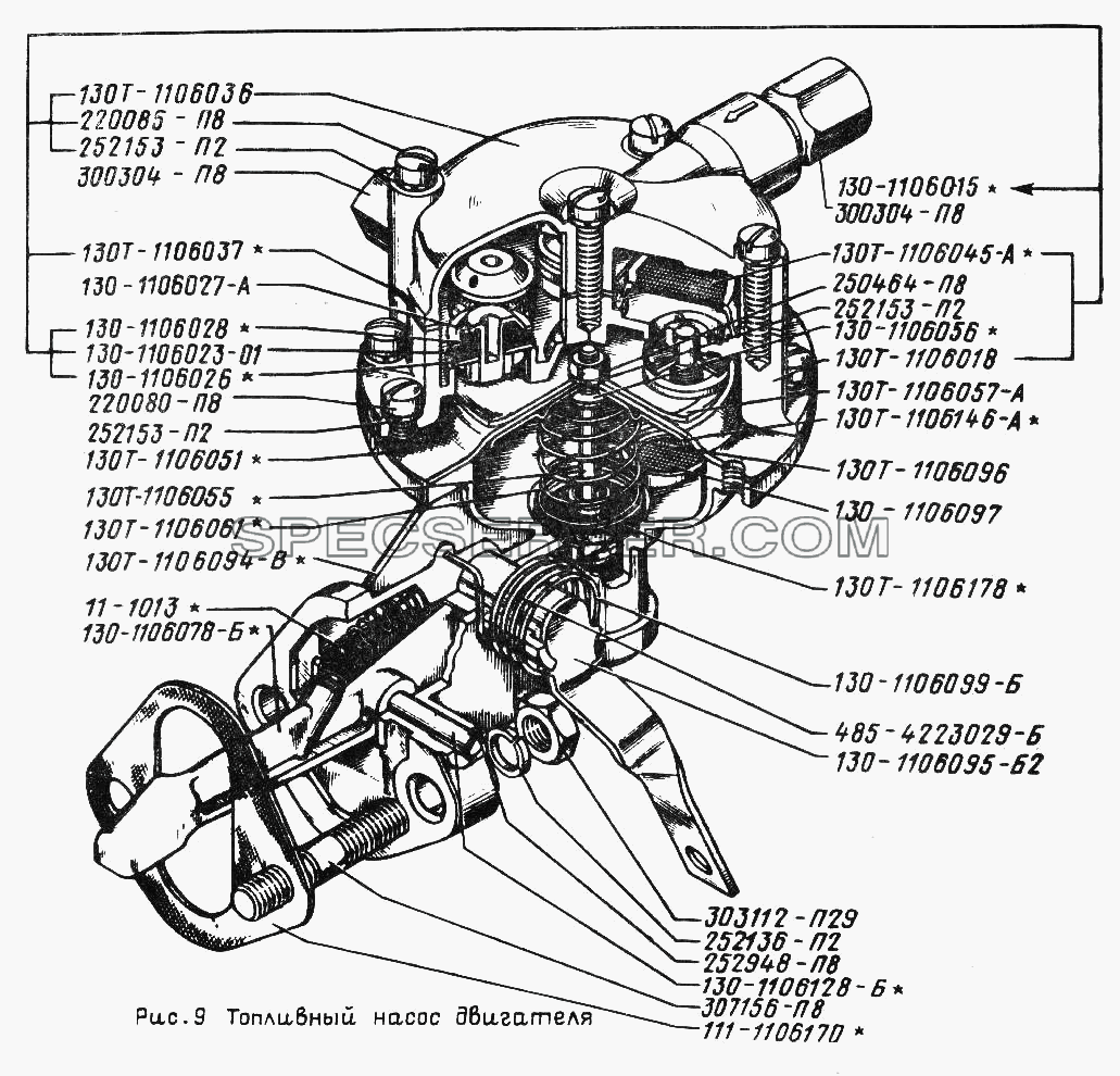 Топливный насос двигателя для ЗИЛА 431410 (130) (список запасных частей)