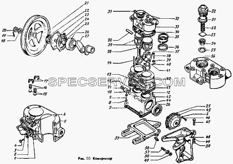 Компрессор для ЗиЛа 431410 Каталог 1989 г. (список запасных частей)