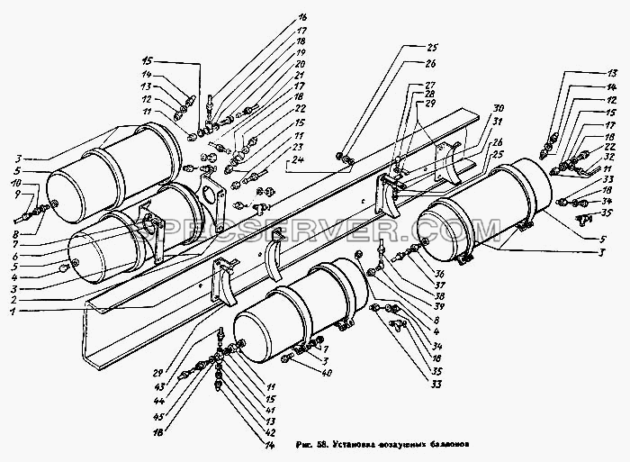 Установка воздушных баллонов для ЗиЛа 431410 Каталог 1989 г. (список запасных частей)