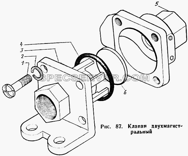 Клапан двухмагистральный для ЗиЛа 431410 Каталог 1989 г. (список запасных частей)