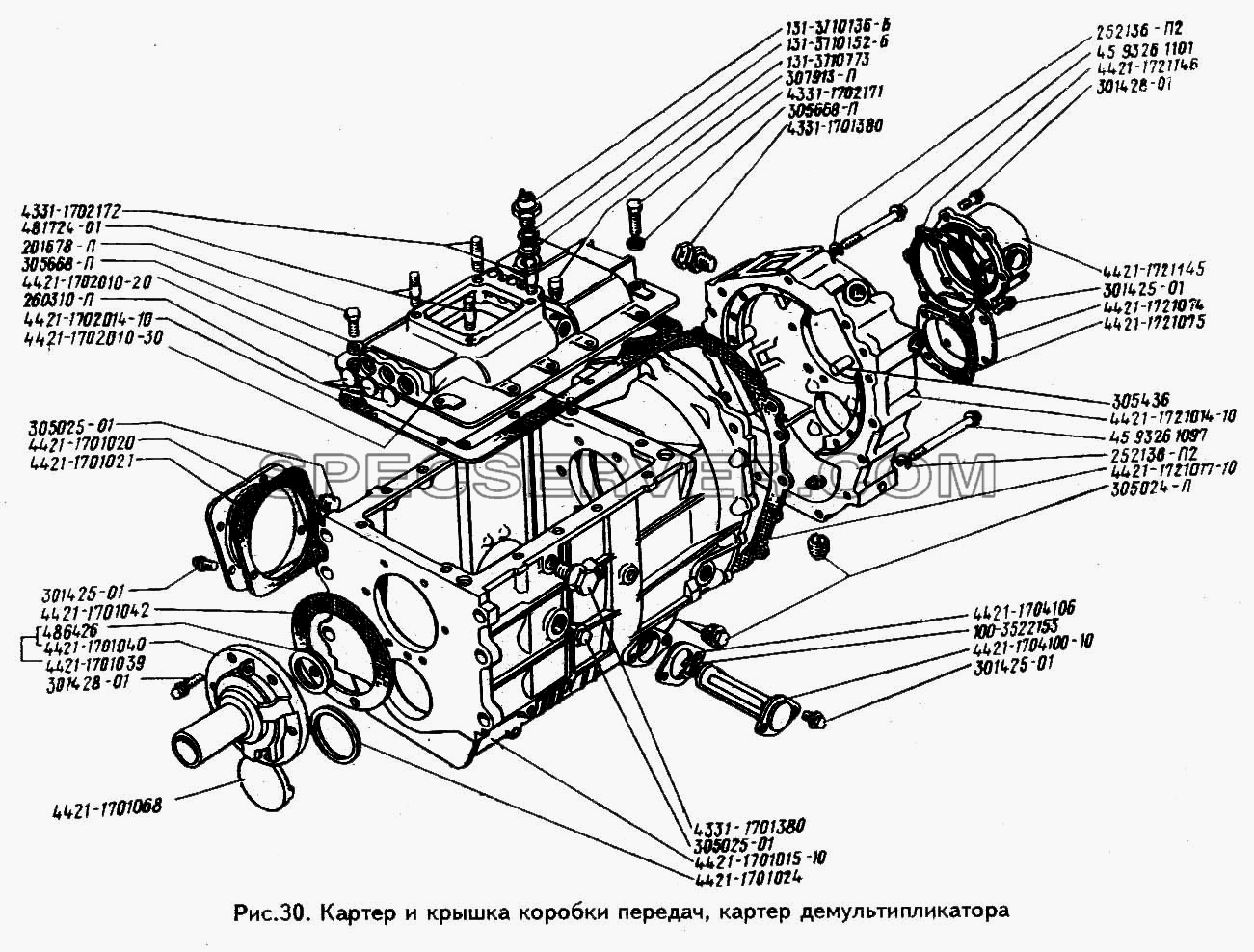 Картер и крышка коробки передач, картер демультипликатора для ЗИЛ 433100 (список запасных частей)