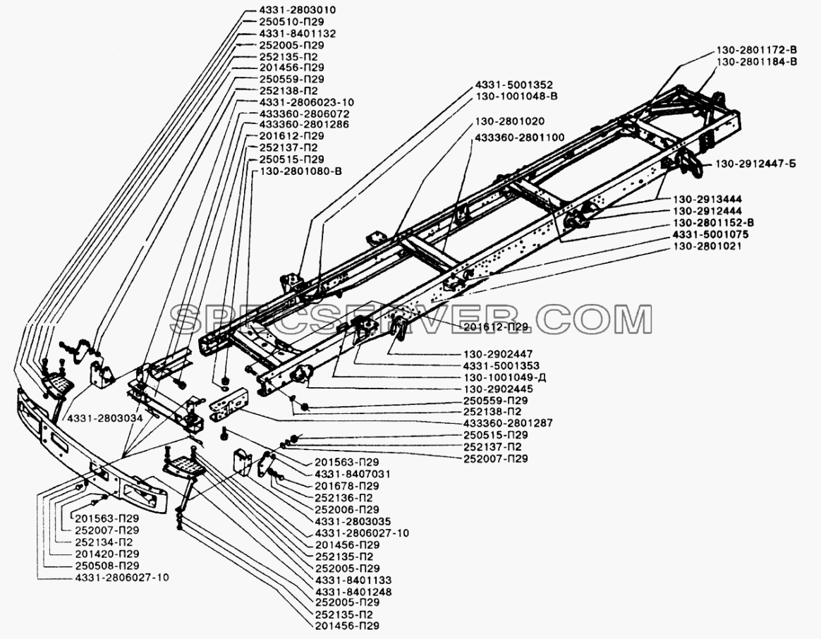Рама для ЗИЛ-433110 (список запасных частей)