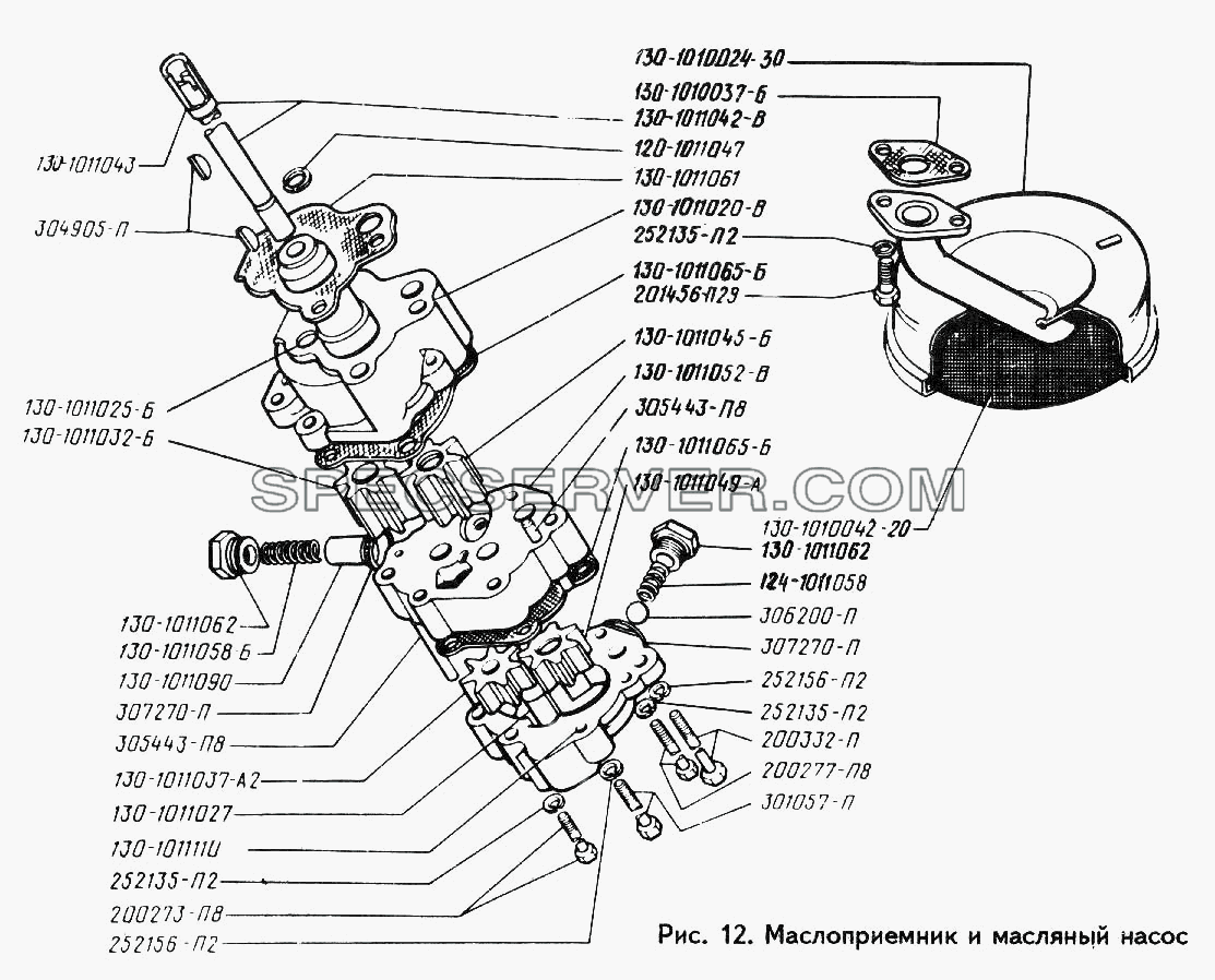 Маслоприемник и масляный насос для ЗИЛ 433360 (список запасных частей)