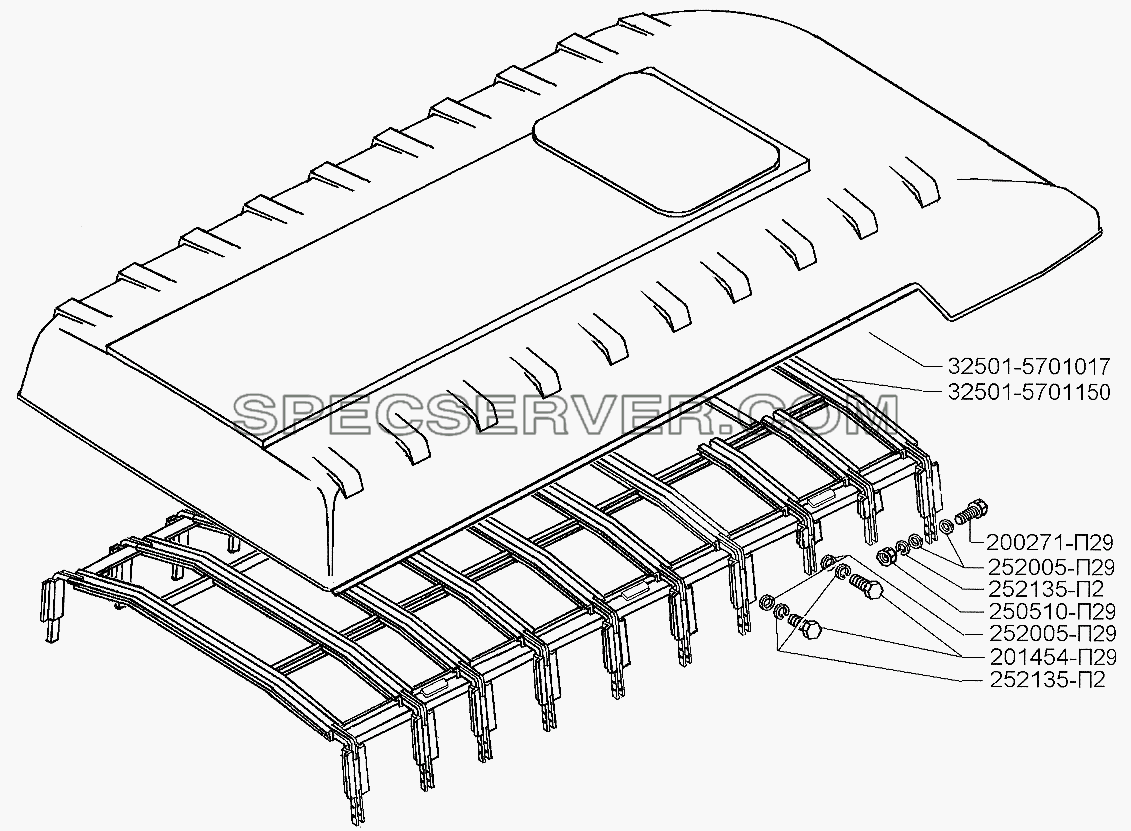 Крыша для ЗИЛ-5301 (2006) (список запасных частей)