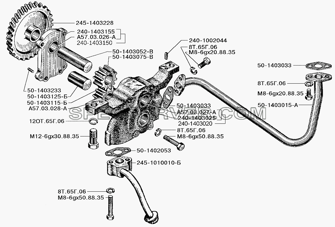 Масляный насос, приемник масляного насоса для ЗИЛ-5301 (2006) (список запасных частей)