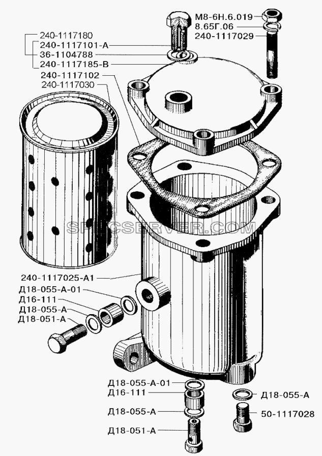 Фильтр тонкой очистки топлива для ЗИЛ-5301 (2006) (список запасных частей)