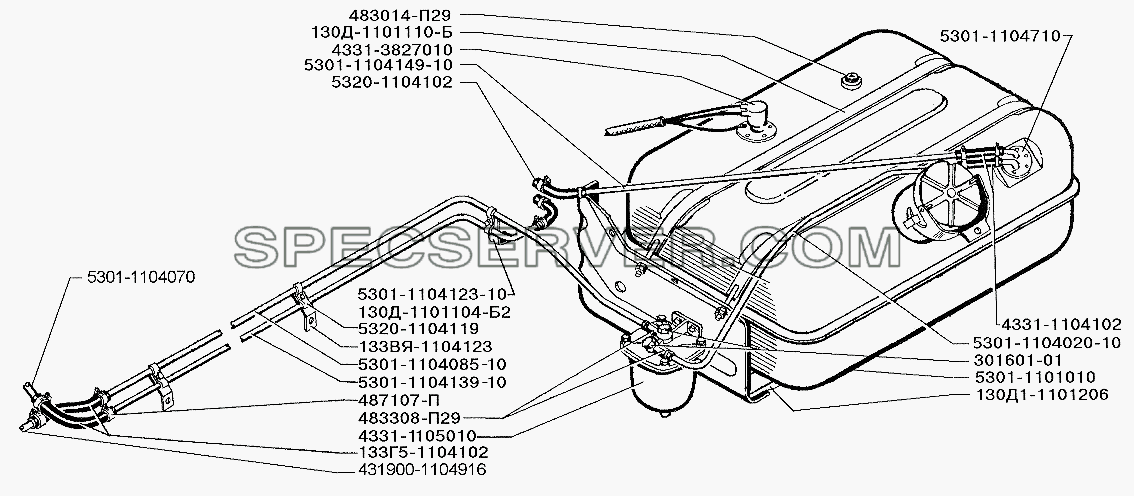 Система питания автомобиля ЗИЛ-5301 для ЗИЛ-5301 (2006) (список запасных частей)