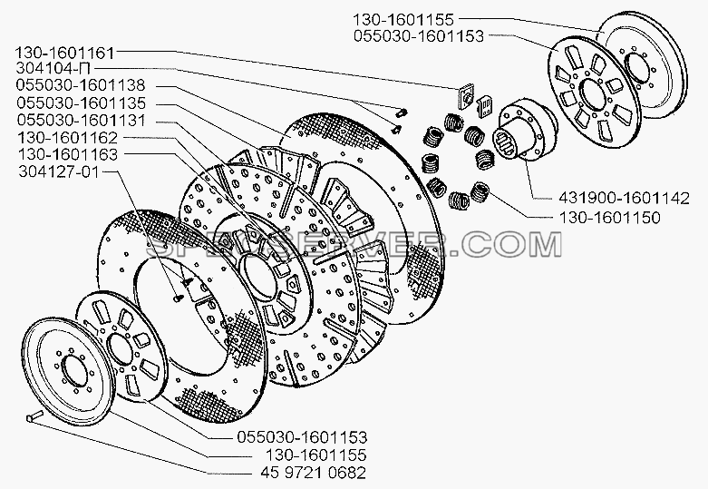 Ведомый диск сцепления (усиленный) для ЗИЛ-5301 (2006) (список запасных частей)