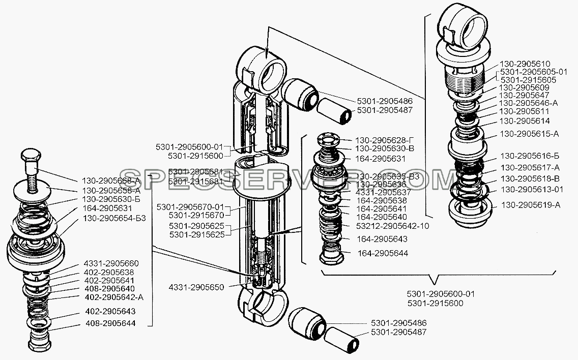 Амортизатор передней и задней подвески для ЗИЛ-5301 (2006) (список запасных частей)