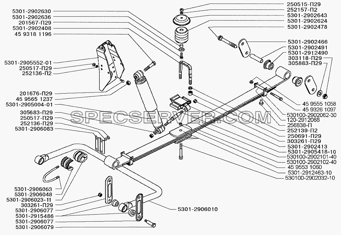 Малолистовая передняя подвеска для ЗИЛ-5301 (2006) (список запасных частей)