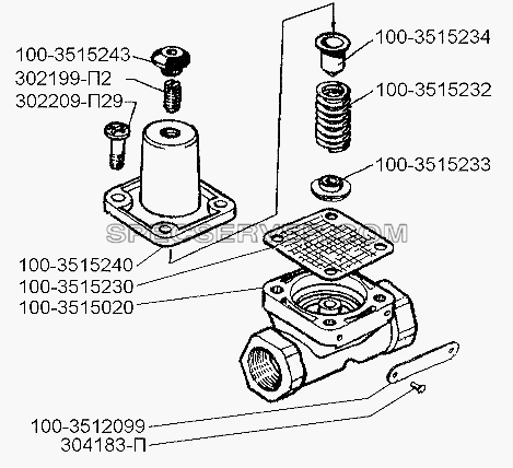 Одинарный защитный клапан для ЗИЛ-5301 (2006) (список запасных частей)