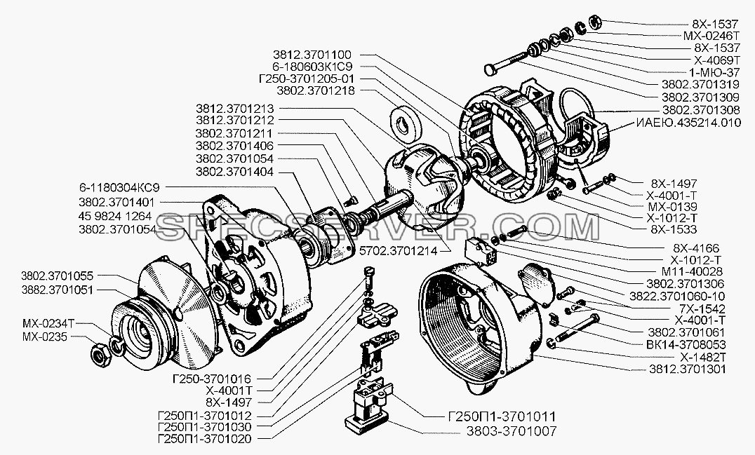 Генератор автобусов ЗИЛ-3250 и ЗИЛ-32501 для ЗИЛ-5301 (2006) (список запасных частей)