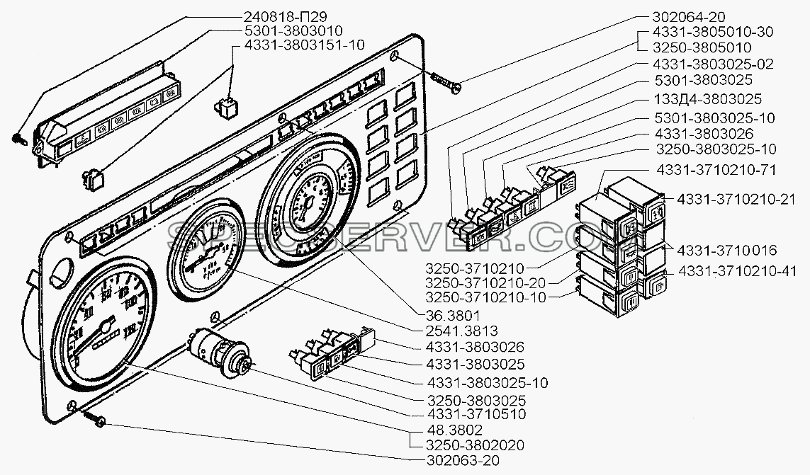 Щиток приборов для ЗИЛ-5301 (2006) (список запасных частей)