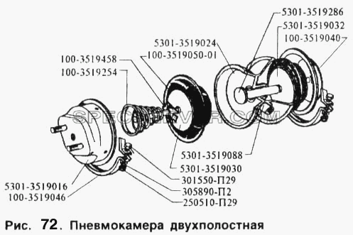 Пневмокамера духполостная для ЗИЛ 5301 (список запасных частей)