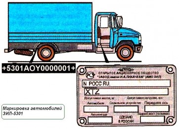 Маркировка автомобилей ЗИЛ-5301