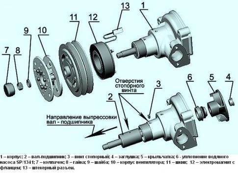 Водяной насос с электромагнитной муфтой вентилятора
